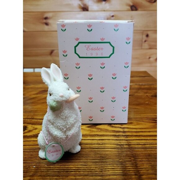 Department 56 Snowbabies Easter Bunny Rabbit Pink Ears Nose Vintage 1996 - Picture 1 of 12